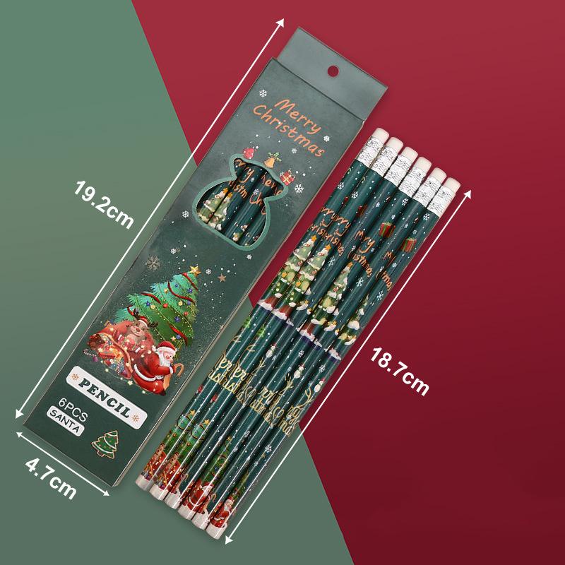 

1 комплект/6 предметов Рождественский Санта-Клаус Медведь Снеговик HB Канцелярские принадлежности Школьные офисные принадлежности Подарок для ученика Приз Креативный кавайный карандаш