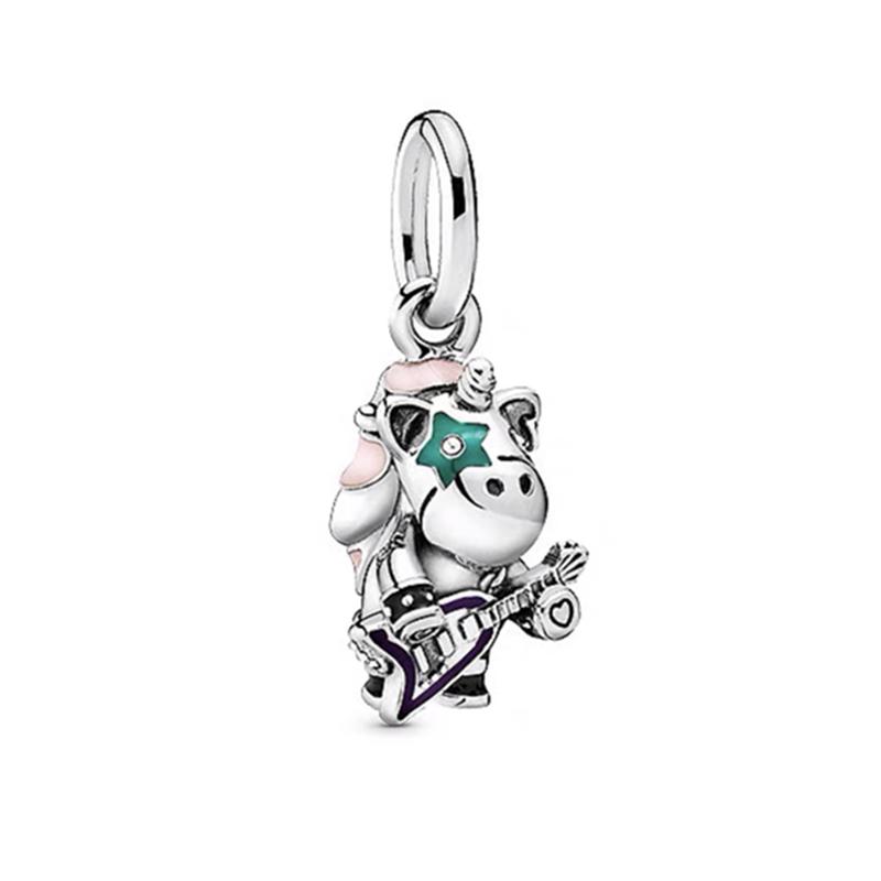 925 Silver Plated Cute Animal Charm Beads DIY Necklace Bracelet Gift Enamel Dog Panda Penguin Fashion Jewelry