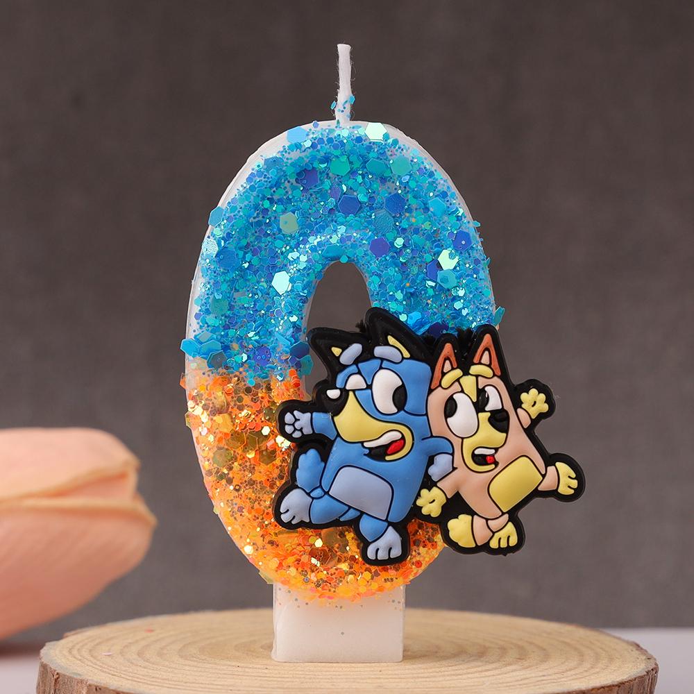 Bluey Bingo Anime Kerze Niedlich 3D 0-9 Zahl Cartoon Figur Geburtstagstorte Stecker Geburtsdatum Tortendekoration Geschenk