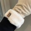 Fleece Thickened Warm Gloves Winter Women Windproof Cold Students Outdoor Riding Electric Vehicle Five Fingers Touch Screen Tide