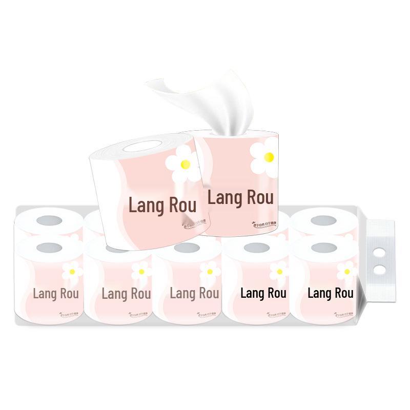 Lang Rou 4-Ply Thick Toilet Paper - Home, Mother & Baby Use, Economical Pack, Large Roll for New Users