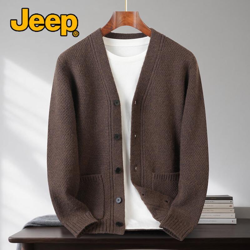 JEEP Men's V-Neck Knitted Cardigan