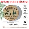 2D Flat, 1pc 7.87" Vintage Round Metal Aluminum Sign, French "Bienvenue Chez Papi" Quote with Pine Tree Design, Retro Rustic Wall Decor for Grandpa