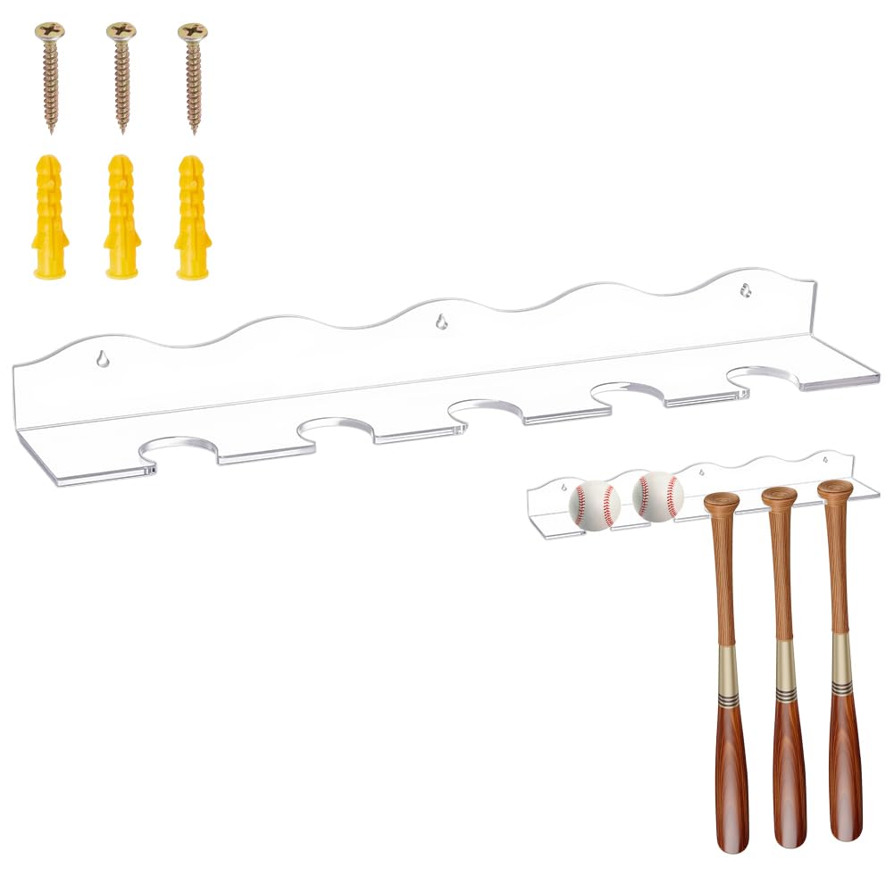 UNICRAFTALE Transparent Acrylic Baseball Bat Display Hanger 42.1x6.8x4.35cm Wall Mounted