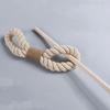 2Pcs Cotton Rope Curtain Tieback with Wooden Stick Handmade Boho Rustic Farmhouse Home Decor Curtain Drape Tie Back Holderback Curtain Accessories