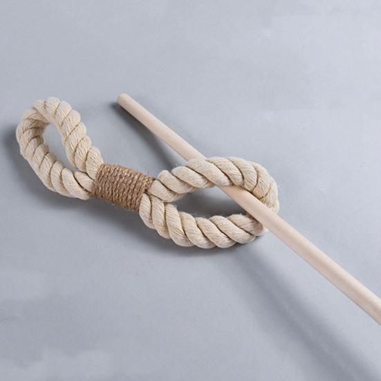 2Pcs Cotton Rope Curtain Tieback with Wooden Stick Handmade Boho Rustic Farmhouse Home Decor Curtain Drape Tie Back Holderback Curtain Accessories