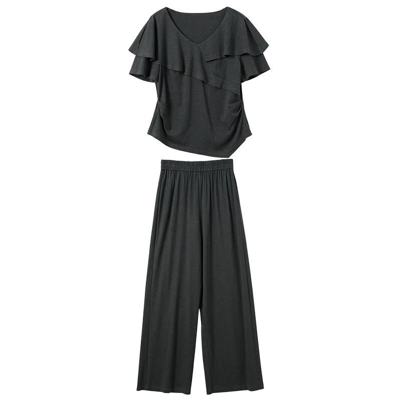 Women s Plus Size Ruffle V-neck Two-Piece Set XL