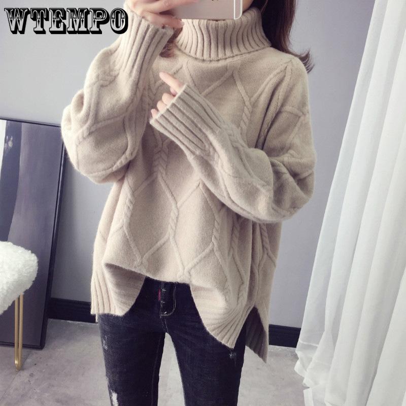 Autumn and Winter High Neck Sweater for Women Loose Pullover Sweater Long Sleeved Sweater for Women