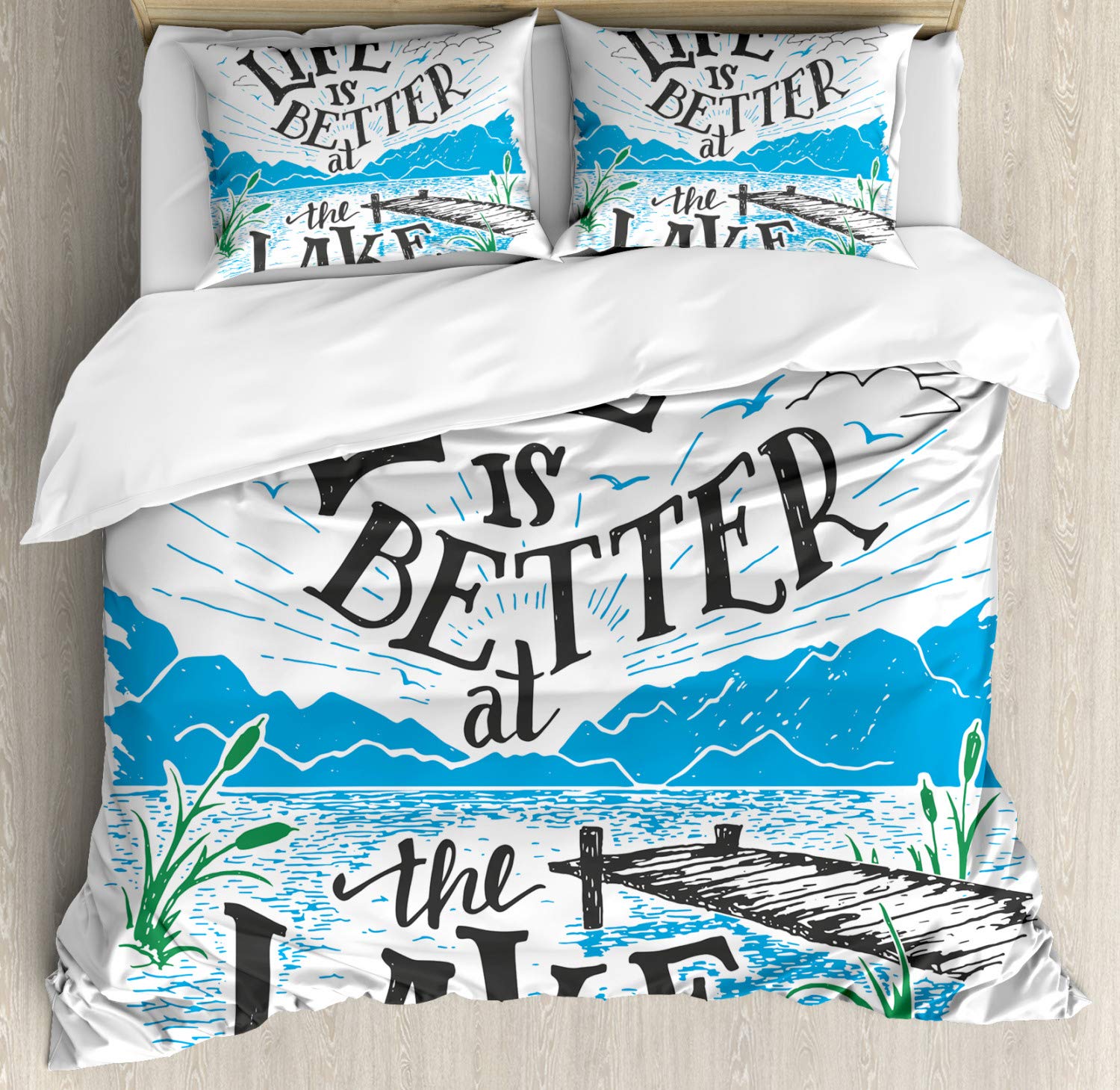 

Lake Soft Duvet Cover Quen Sized Dimensions Warm Comforter Cover Set for Children Kids ,Padle Print Retro Woden Board Beding Comfortable Quilt Cover 135*200cm Eu-Single