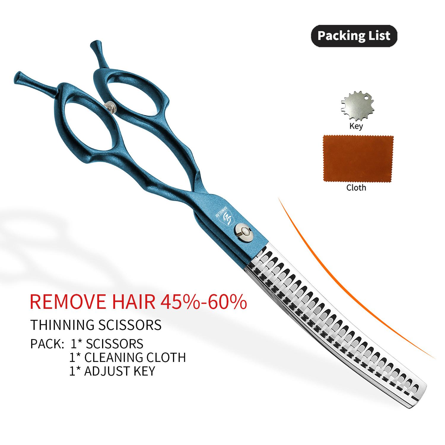 

Ножницы для стрижки домашних животных Sangelar 6,5 дюйма, синие, изогнутые, могут сгибаться вверх и вниз, удаляют 20%-35% и 45%-60% волос, высококачественный инструмент для груминга Remove Hair 20%-35% синий