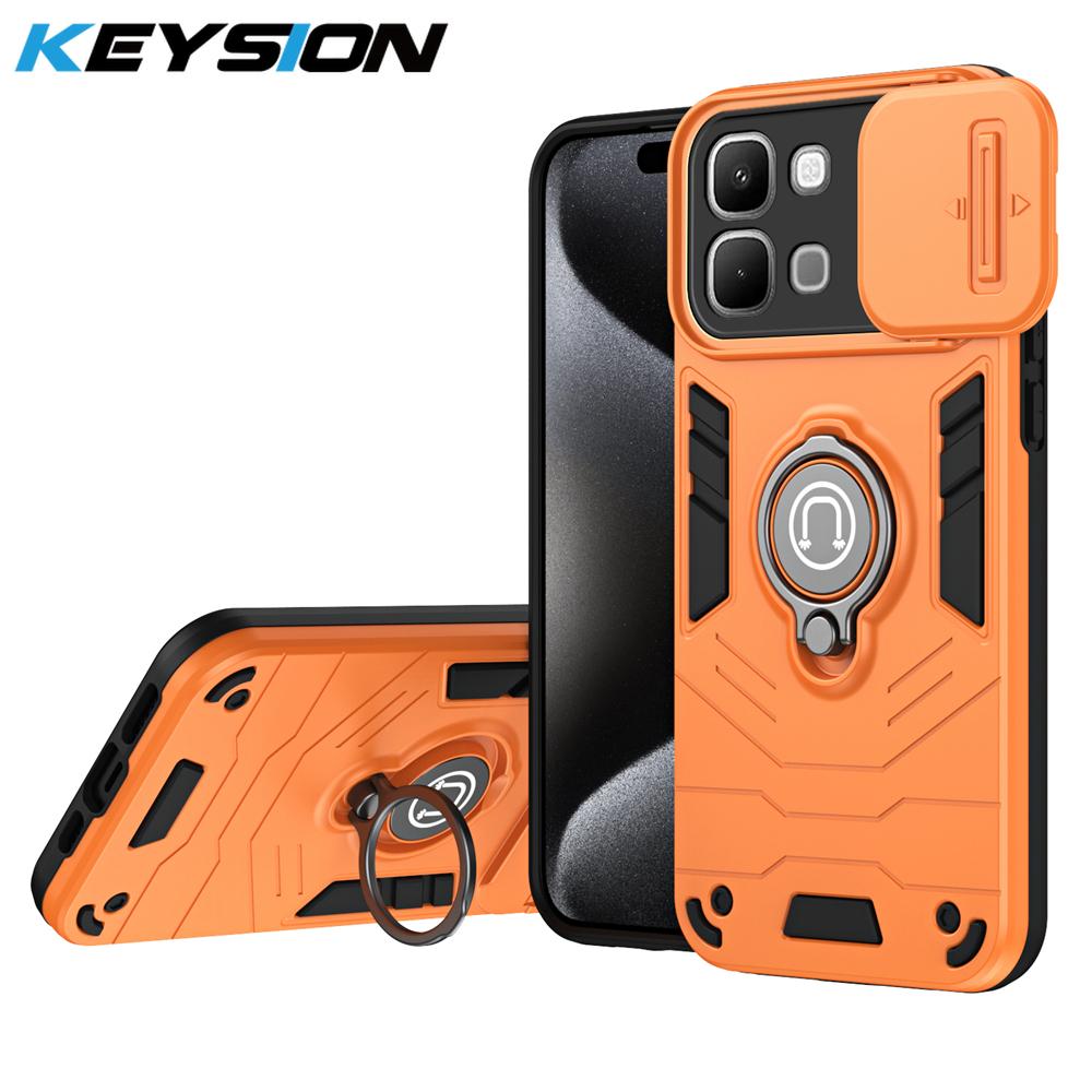 

KEYSION Shockproof Armor Ring Stand Case for Infinix Note Edge 5G Slide Camera Lens Protection Phone Cover for Infinix Note Edge 5G for Infinix Note Edge 5G оранжевый