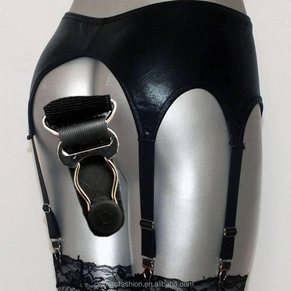 New Black Sexy Metal Clips Garter Gothic Harajuku Style Faux Leather Garters Sexy Lingerie Y Hook Latex Fetish Garter Belt One Size чёрный