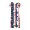 Women’s Short Sleeve V Neck Maxi Dress with Star Print Loose Fit Casual Summer Dress for Daily Wear and Outdoor Activities
