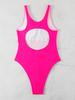 High-End Women's Sporty Competitive One-Piece Swimsuit - Solid Color with European and American Style