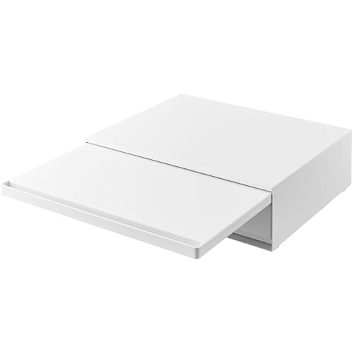 Yamazaki Tower Two-Way Kitchen Under-Appliance Drawer & Sliding Table, White, Approx. W45 X D39.3-64 X H13.5cm (17.7-24.7 Inches), with Sliding Shelf,