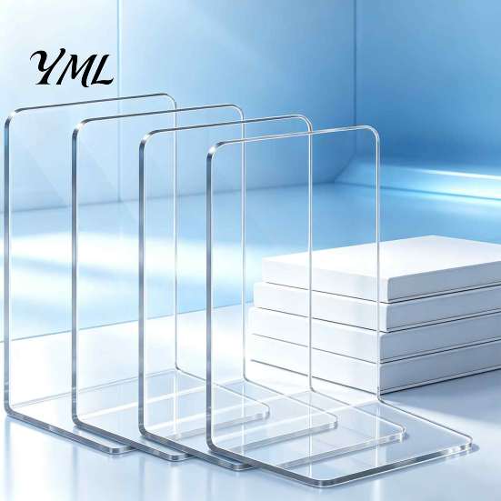Clear Desktop Organizer for Documents 1 Pc Bookend Heavy Book, Acrylic Book Shelf Organizer, Transparent Rack Dormitory L Shaped Stopper Bedroom