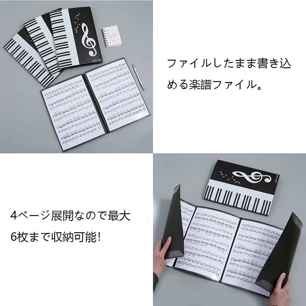 Samcos Musical Score A4 4 Holds 6 Can Write On Musical Scores Without Taking Out Electronic Piano Accessories File, Size, Non-Reflective, Sides,