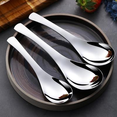 Stainless Steel Spoons Short Handle Soup Spoon Set Large/Small Metal Kitchen Dinner  Rice for  Porridge Tableware 3Pcs