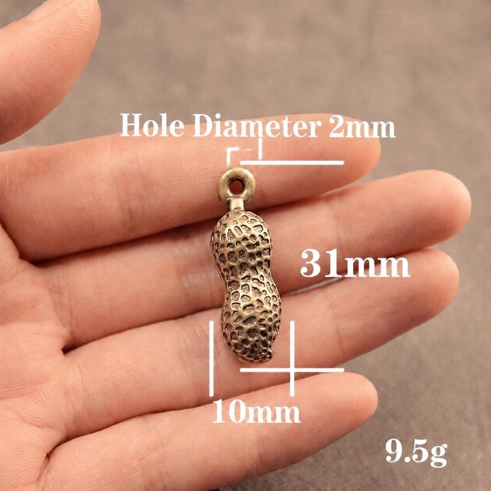 Vintage Brass Frog Statue Solid Peanut Pendant Charm Creative Tea Pet Figurine Keychain Decoration