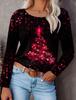 2023 Fashion Women's Pullover Christmas Blue Star Graphic Casual Sports O-Neck Long Sleeve Tops Micro-Elastic Fall & Winter
