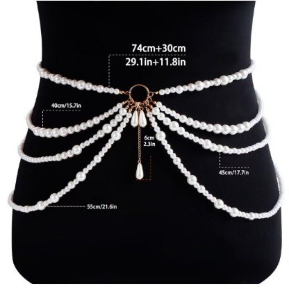 Golden Multilayer Body Chain Y2K Beadeds Body Chain Fashion Pearl Waist Chain Character Playing