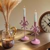 Single Head Bowknot Candle Holder Wrought Iron Candle Containers  Valentine's Day