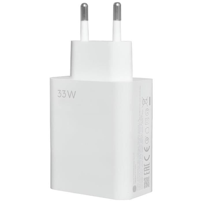 Chargeur Secteur Rapide 33W Compatible avec Xiaomi Redmi Note 11, Note 11S, Note 11 Pro