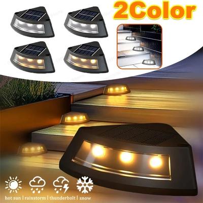 1/4 Stück Solar Stufenleuchten Außen Garten Hof Dekor Warm/ Weiß LED Wegbeleuchtung Sonnenlampe für Gehwege Treppen Gärten