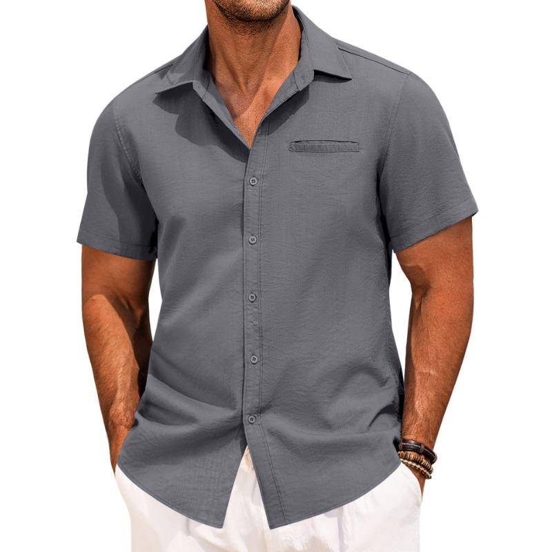 Summer Turn Down Collar Short Sleeve Buttons Shirt Male Casual Fashion All-match Blouse Men Cardigan Top
