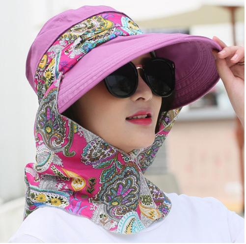 Summer sun hat women's sun hat cycling outdoor folding beach sun hat women's summer big edge face cover summer hat
