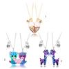 2Pieces/Set Heart Pendant Magnet Matching Necklace Colorful BFF Friend Girlfriend Relationship Gift Valentines Day