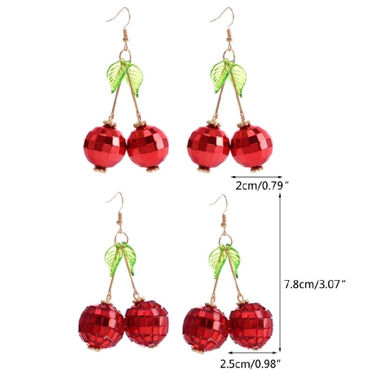 Handmade Cherry Fruit Earrings Suitable for Female Girls and Teenagers Light