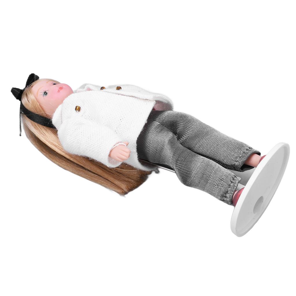Miniature Porcelain People Movable Limbs Lifelike Mini Ceramic Girl Doll for 1/12 Scale Dollhouse