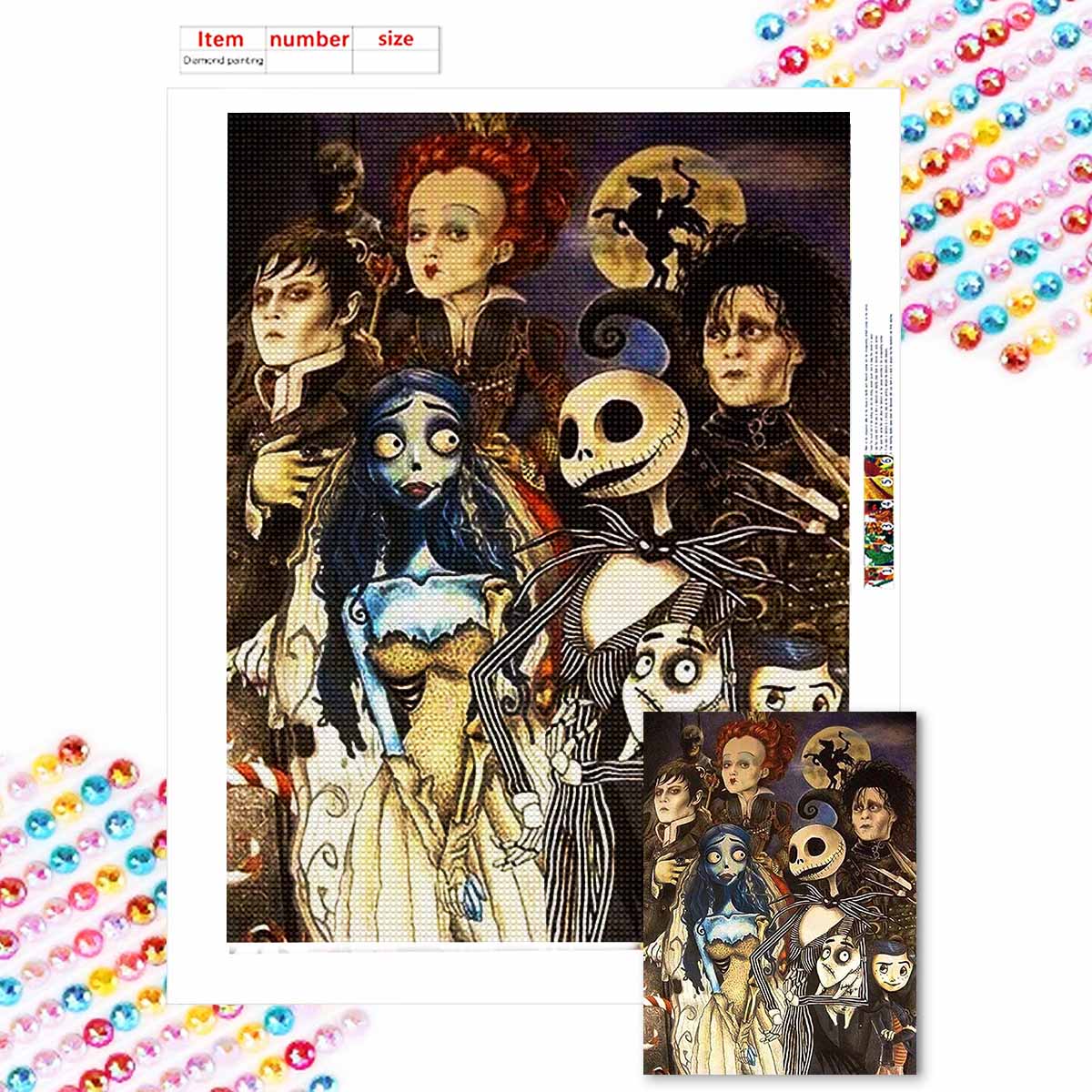 

Наборы для алмазной живописи 5D DIY для взрослых, наборы с полными круглыми кристальными алмазами «Скелет» для начинающих для украшения стен дома Round 20x30cm