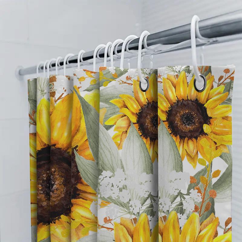 Blue Floral Bath Mat Decorative Shower Curtain Modern Home Textile Bathroom Waterproof 3D Printing Wall Art Backdrop For Kitchen
