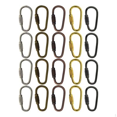 20PCS Small Locking Carabiner Clips D-Ring Lightweight Keychain for Indoor and Outdoor