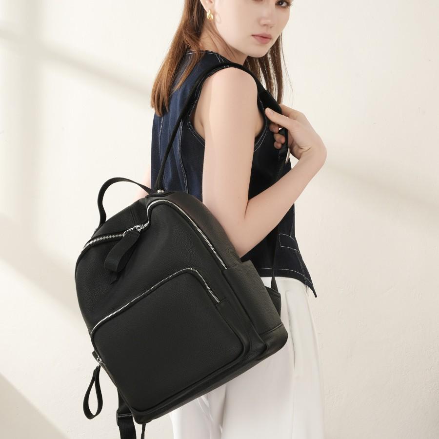 Cowhide Versatile Backpack Casual School Bag Large Capacity Computer Bag