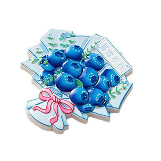 3D Fruit Bouquet Fridge Magnet Resin Strawberry Blueberry Lychee Orange Bouquet Refrigerator Magnet Kitchen Home Office Decoration Blue Berry
