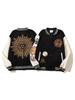 Men's High-End Scruffy Baseball Jacket with Sun Illuminati Eye Embroidery
