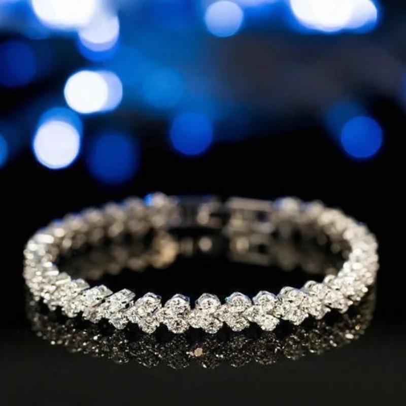 

Elegant Inlaid Rhinestone Korean Bracelets Gold Colour Flower Charm Bracelet For Women Fashion Zircon Accessories Party Gifts Watermelon red