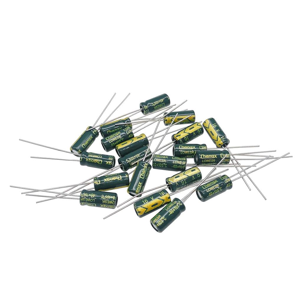 20pcs 16V 100UF Capacitor 5x11mm(0.2x0.43in) High Frequency Aluminum Electrolytic Capacitors for TV, LCD Monitor, Game