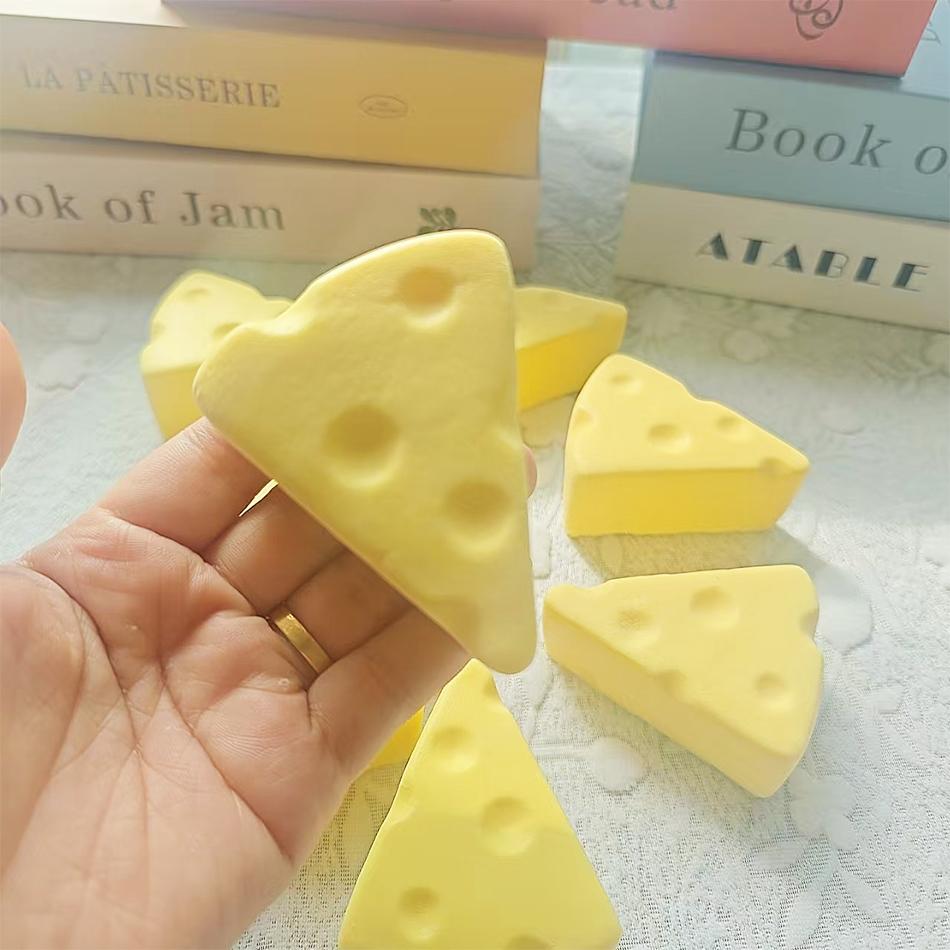 Cute Cheese Shape Slow Rising Squeeze Toy, Soft Stress Relief Fidget Toy for Adults, Squishy Decompression Toy for Office Study
