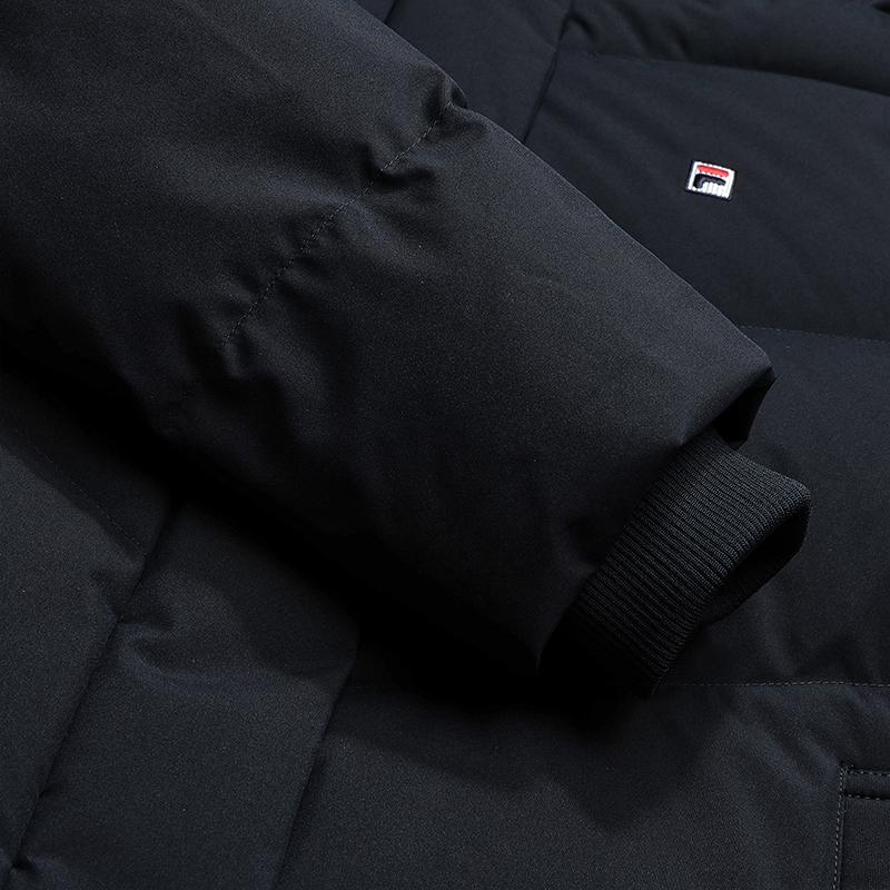 Fila Heritage Casual Elegant Fashion Versatile Duck Down Warm Padded Hooded Down Jacket Women Outerwear Legendary-Blue F11W548902FNV