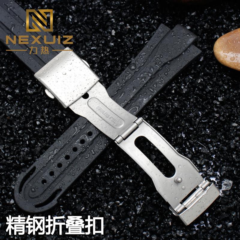 High Quality fluoro rubber Waterproof Watchband 24-12mm For Oris 7740 7730 Sports Watch Strap men Stainless Steel Folding Clasp