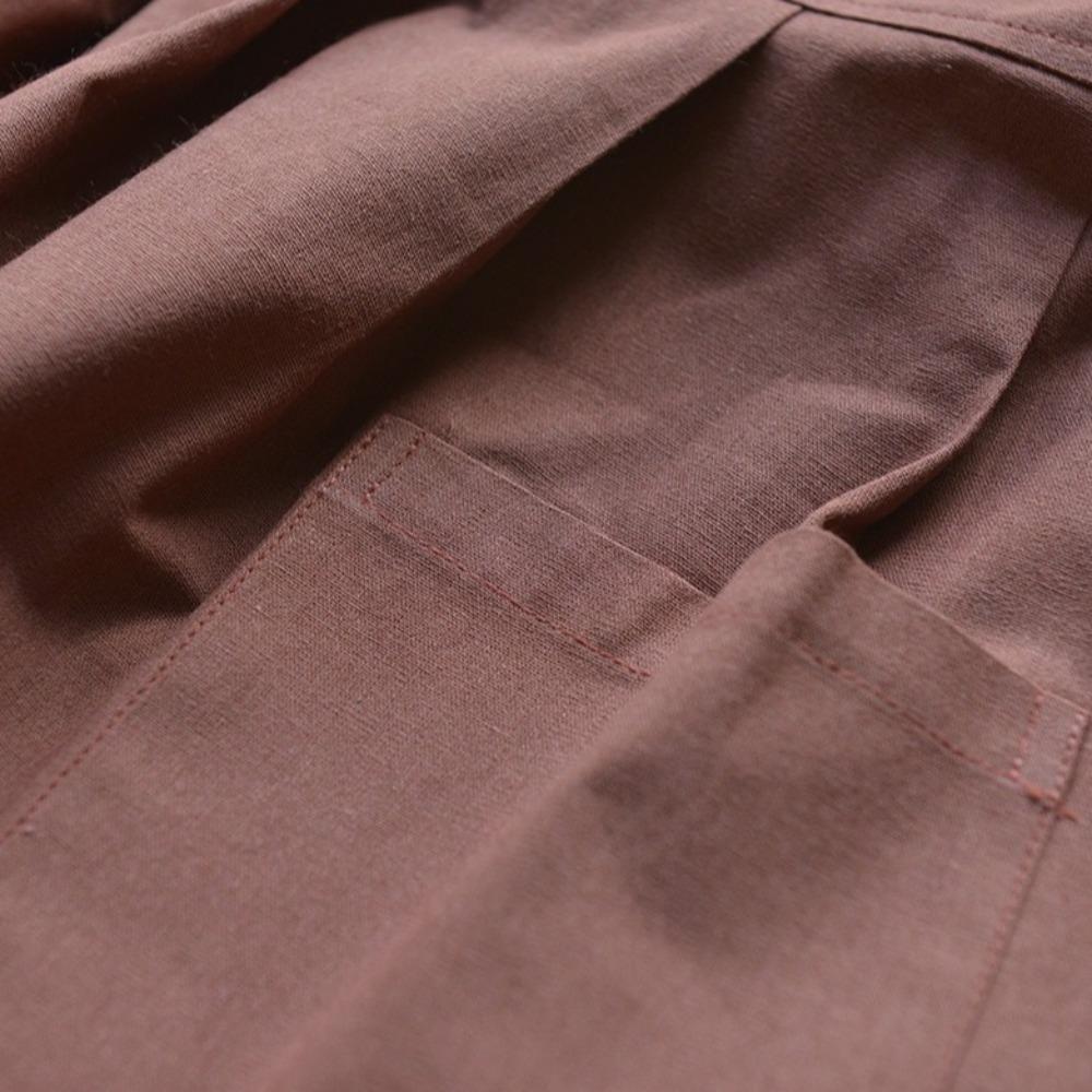 Durable Adjustable Waterproof Apron Korean-style Solid Color Cooking Apron Long Cotton Linen Kitchen Apron Coffee House