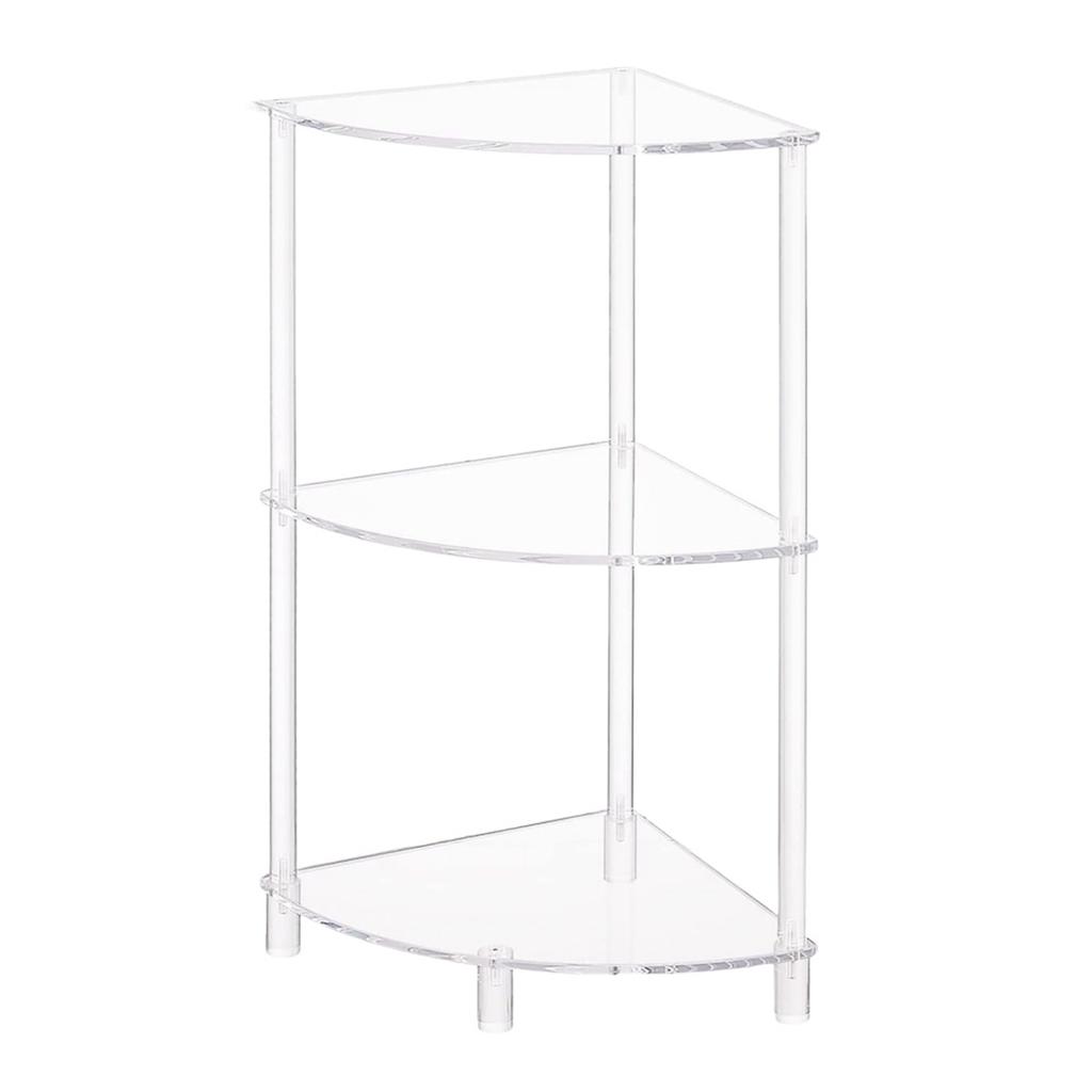 Elegant Acrylic Corner Storage Table with Three Levels for Books and Decoration Living Room Space Saving Designs
