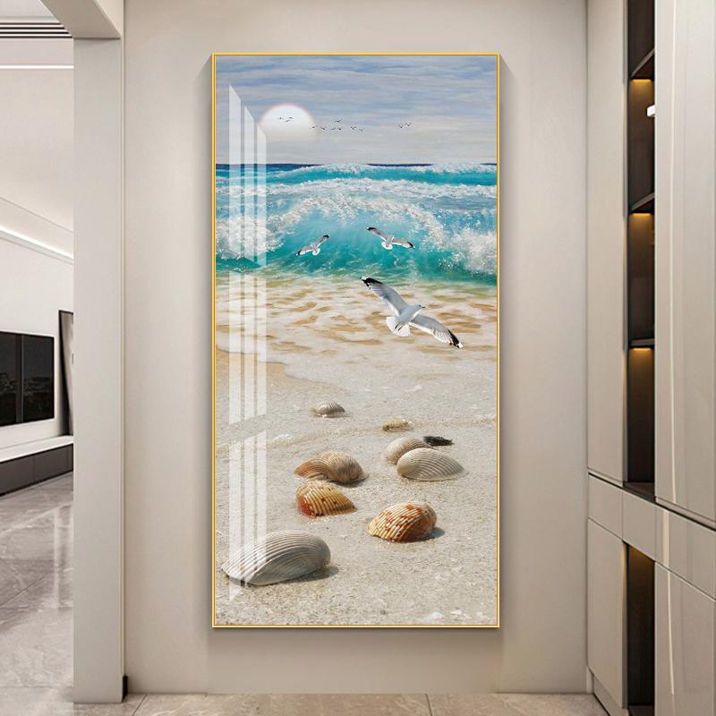 Seaside Scenery HD Pictures Canvas Painting Beach Seascape Palm Tree Posters Prints Seagull Wall Art for Porch Living Room Decor