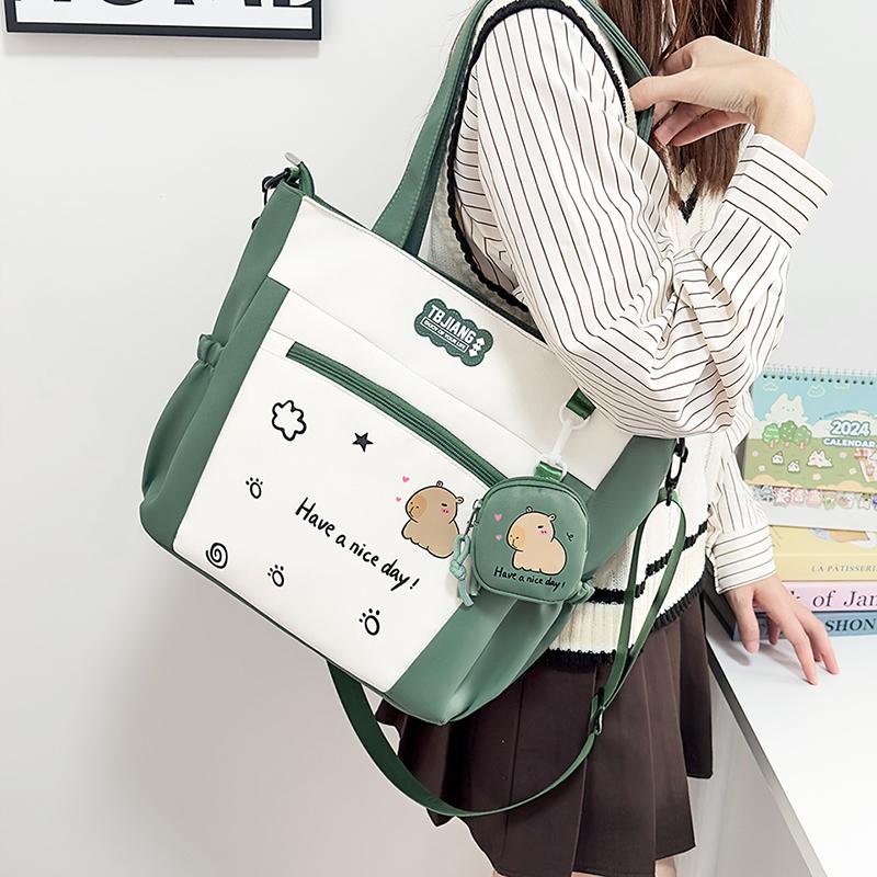 Women's Handbag Cartoon Print Book Bag Student Shoulder Bag Large Capacity Crossbody Bag