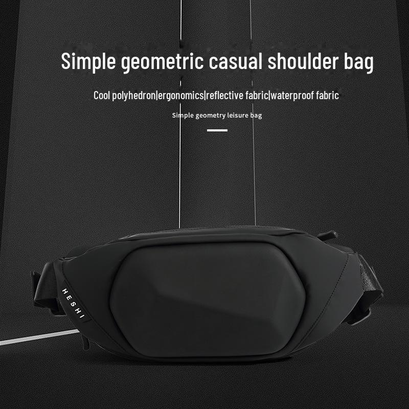 Men's Trendy Shield Armor Polyhedron Chest & Waist Bag for Sports and Fitness