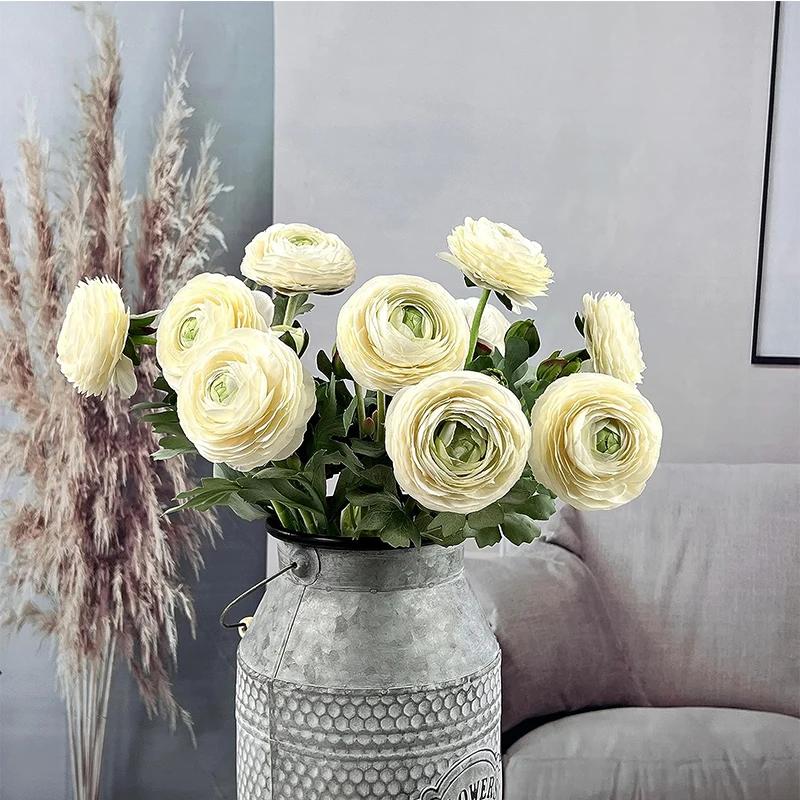 Künstliche Blumen mit Echt-Touch Ranunculus Blumen Seiden-Ranunculus Blumen 10er Pack